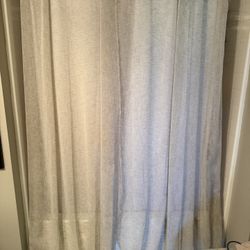 Box Of Beige Linen Curtains, Rings And Rods