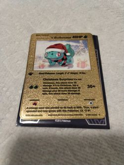 Gold Christmas Bulbasaur Card! (Just For Display)