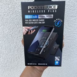 Tzumi Pocket Juice Wireless Plus 10,000 mAh portable charger. Its key features include: