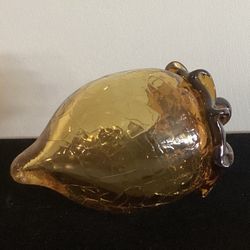 Vintage Large Art Glass Amber, Crackle Glass Acorn Paperweight Blown Glass, Fall Decoration (Heavy)