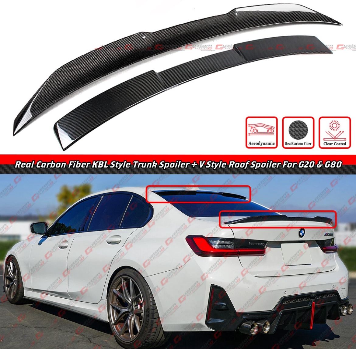 19-25 BMW G20 Carbon Fiber Rear Window  + Trunk Spoiler