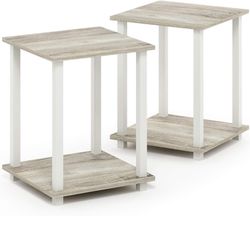 Furinno Simplistic Set of 2 End Table, Sonoma Oak/White