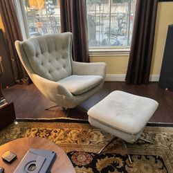 Pottery Barn Swivel Chair With Foot Stool