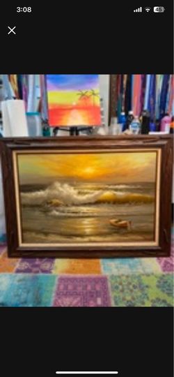 Framed painting by Thomas Kincaid