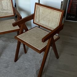 Pair Of Rattan Wood Armchair 