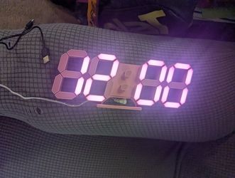 Pink LED Clock 3D Wall Clock 9.7" Table Clock for 9.7in Pink Clock-pink Light