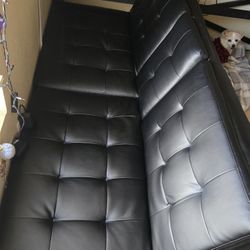 Black Foldable Futon With Charging Station And Cup Holder