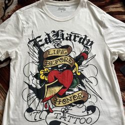 Ed WHardy Shirt Men’s Large-Ed Hardy White Graphic Tee 