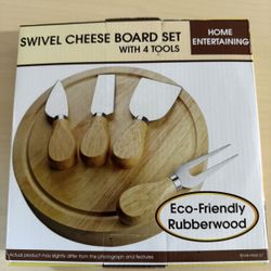 New In Box Swivel Cheese Board Set