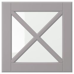 Set of 2  IKEA BODBYN glass Doors 15x15 " Gray for Sektion cabinets