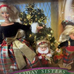 1998 Holiday Sisters Gift Set: BARBIE Doll, Kelly & Stacie Special Edition Mattel #19809 NEW