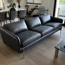 CB2 Hoxton Black Leather Sofa