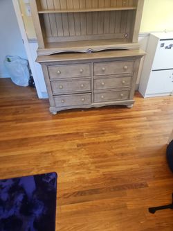 Westwood Design Meadowdale Hutch and Double Dresser Combo in their "Vintage" driftwood finish.