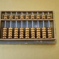 Vintage Mini Brass Abacus on Green Calcite Base Office Desk Decor Paperweight