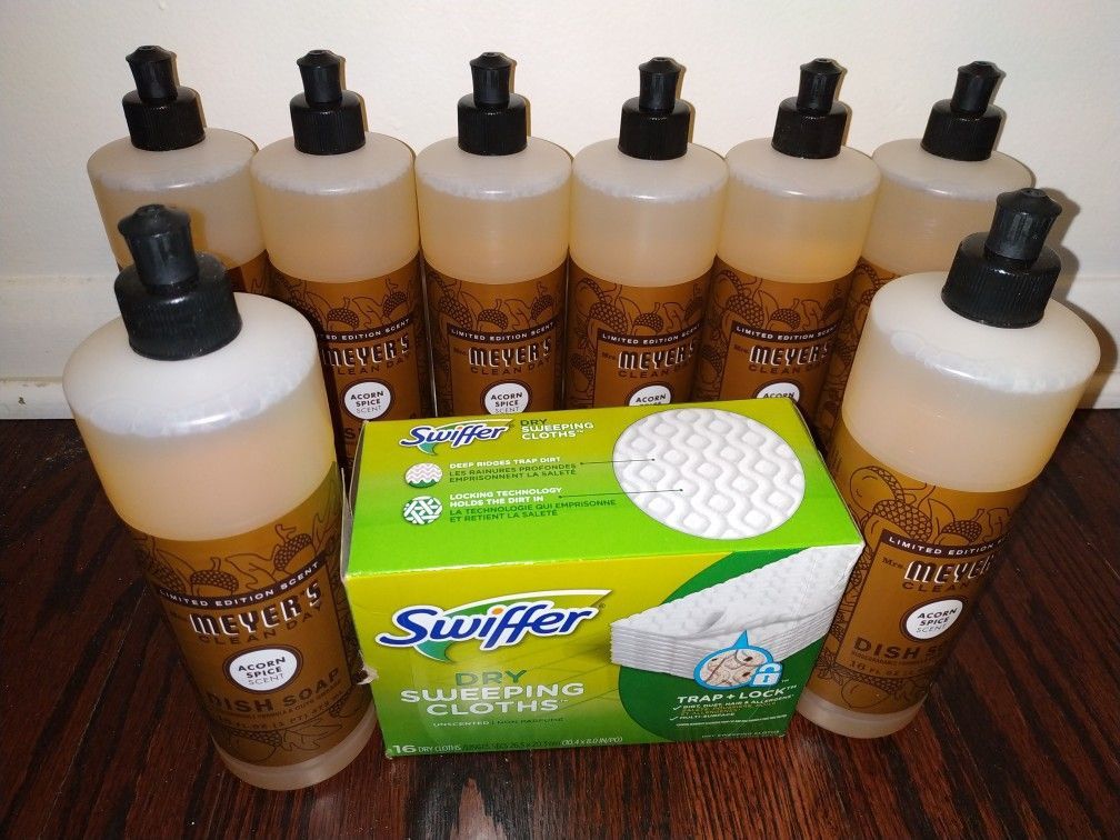 8-Pack! Mrs. Meyer's Clean Day Dish Soap, Acorn Spice Scent! FREE BONUS Swiffer!