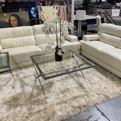 Cindy Crawford two piece leather couch