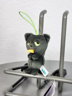 4" Darn It! Black Side Eye Cat with Cheese Keychain Charm Plush