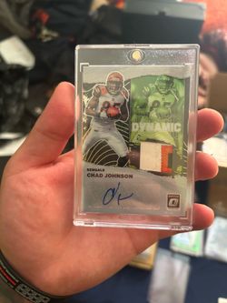 2021 Donruss Optic Chad Johnson Dynamic Patch Auto Prizm /25 3 Color Patch
