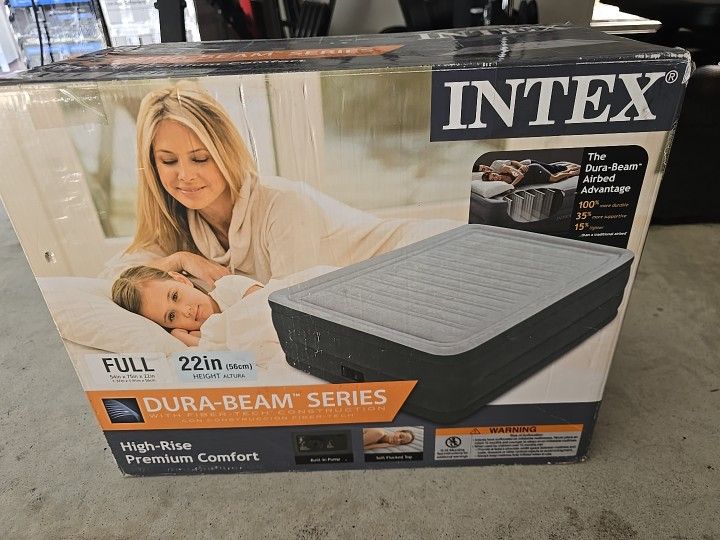 Intex 22” Full High Rise Premium Dura-Beam Airbed Mattress with Built-in Pump