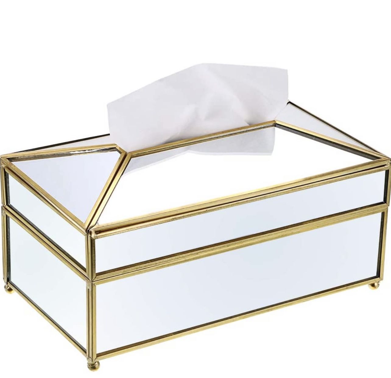 Stunning Antique Gold Mirrored Tissue Box 