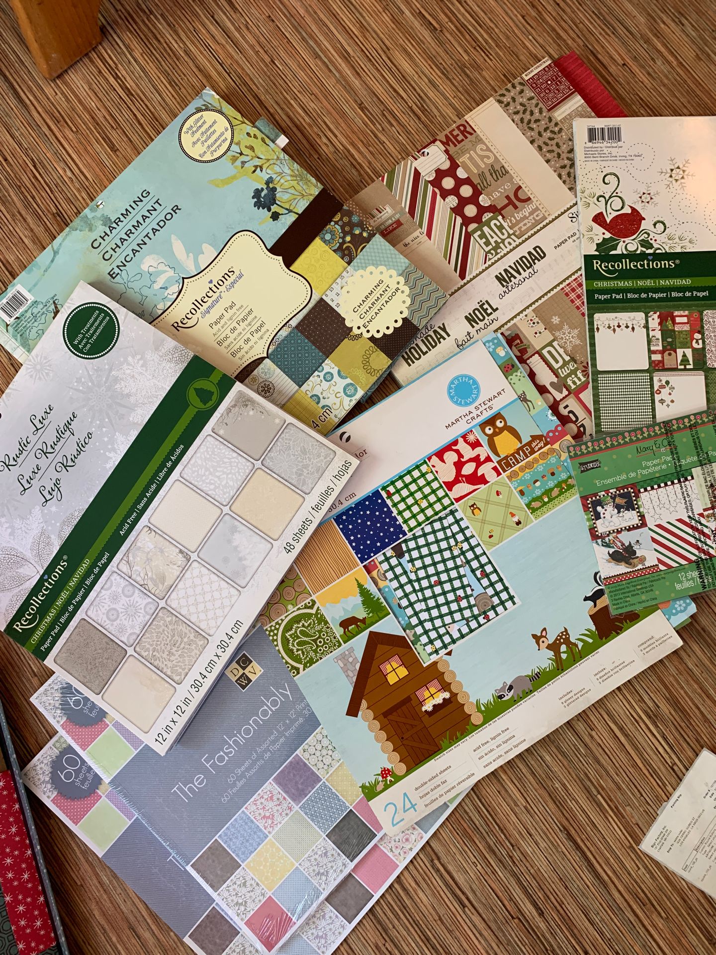 Scrapbooking paper, including Christmas theme