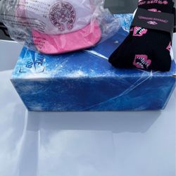 Pink Crime Heart Hat And Chrome Socks 