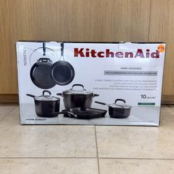KITCHEN AID NON-STICK 10 PIECE SET COOKWARE