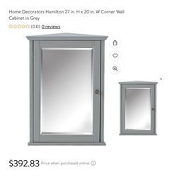 Home Decorators Collection Hamilton 20 In. W X 27 In. H Rectangular Medicine Cabinet With Mirror, Grey