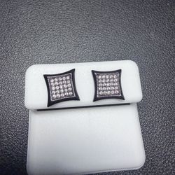 925 Silver Black Rhodium CZ Pave Earrings 