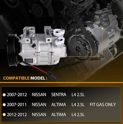 New AC Compressor kit 2007-2012 Nissan Sentra L4 2.5L, 2007-2012 Altima L4 2.5L