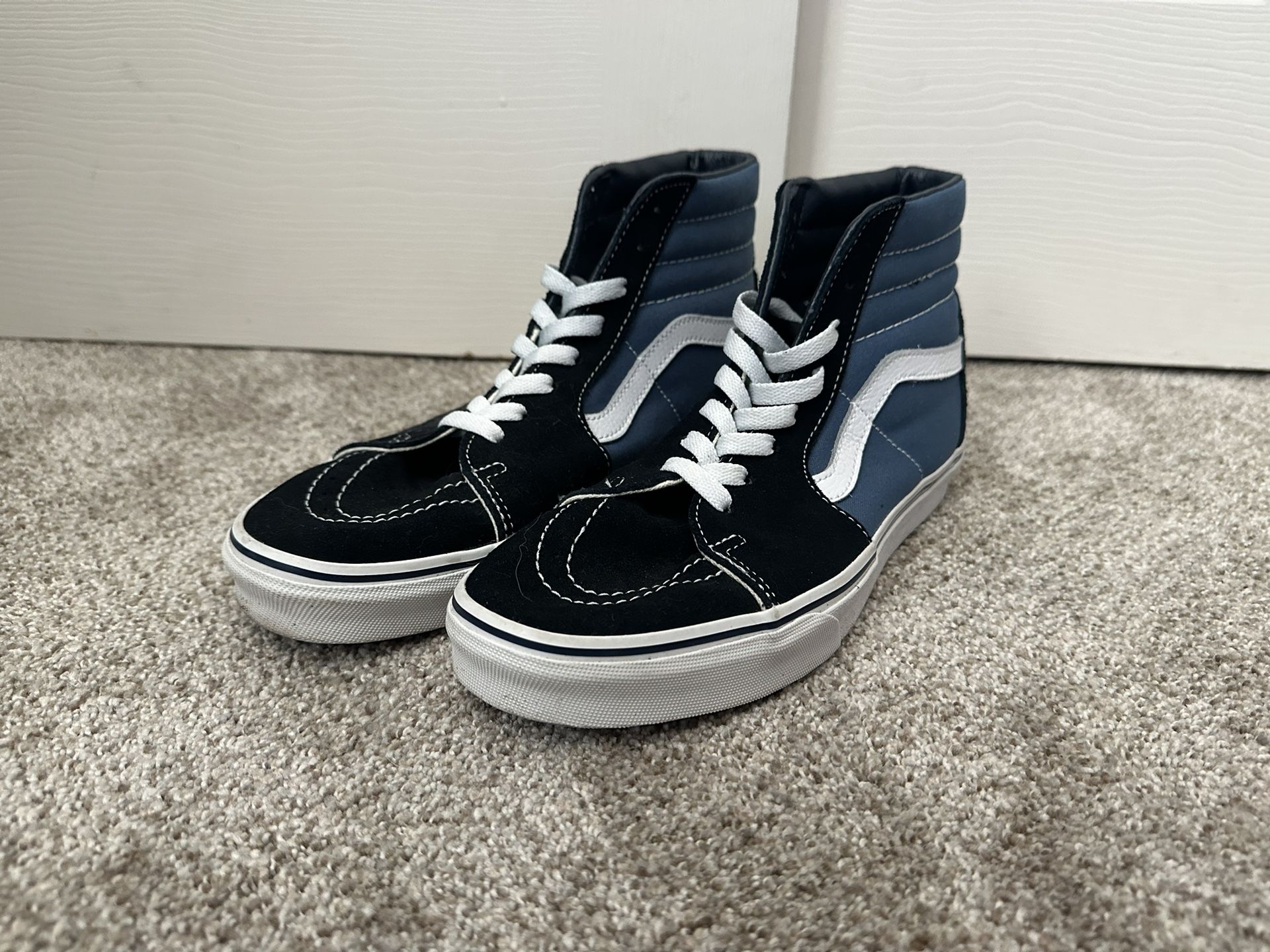 Blue Sk8 Hi Vans (Size 8)