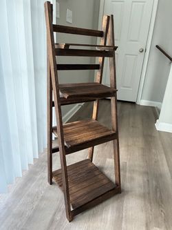 Wooden Ladder Shelf 4-Tier Display Stand