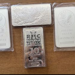 10oz Silver Bars. 