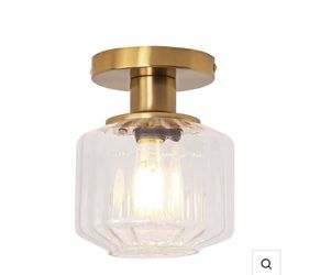 6-Inch Marico 1-Light Semi-Flush Mount Ceiling Light, Brushed Gold Finish with Clear Glass Shade, E2