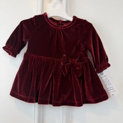 Carter's Newborn Burgundy Velvet Dress – $10
