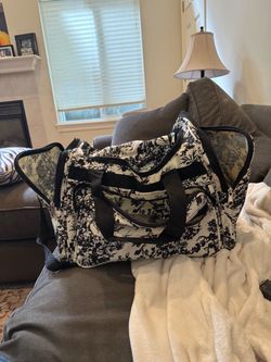 Black and White Floral Duffle Bag