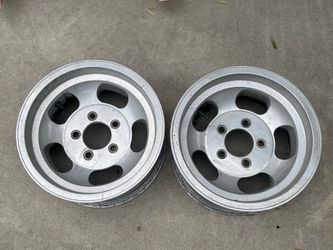 2 Vintage 1970s 14x7 Asahi Slot Mag Aluminum Chevy Car Truck wheels 5x4-3/4”