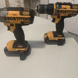 Bostitch Impact Driver (BTC440) & Drill Driver (BTC400) 18V Tools + Two Battery And Charger