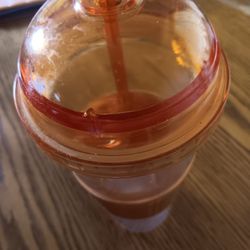 Orange Tumbler With Straw