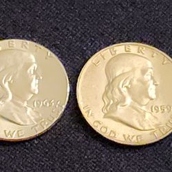 1959 and 1963 Brilliant Uncirculated Silver Franklin Half Dollars