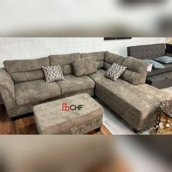 Modern 3 Pc Sectional Sofa With Ottoman 