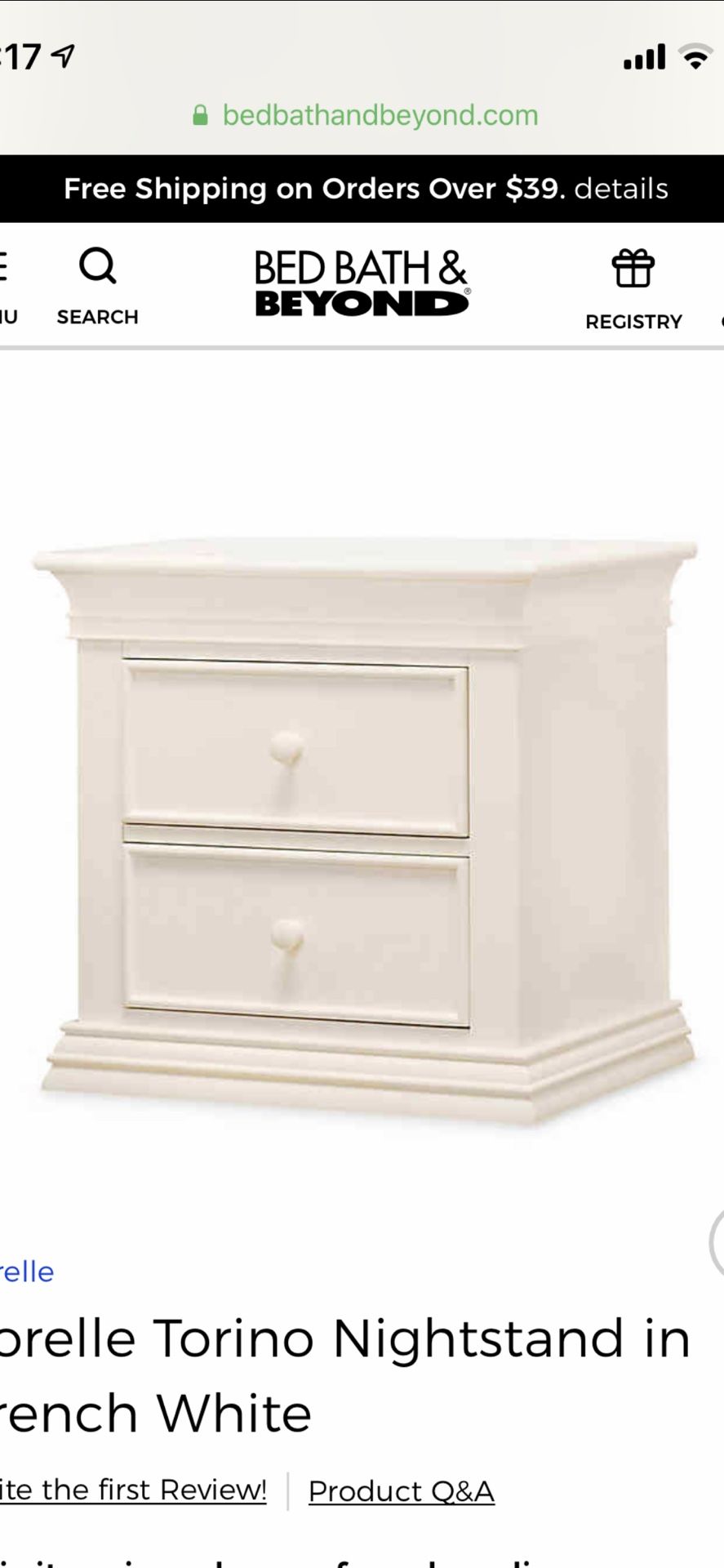 Sorelle torino night stand brand new in box