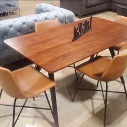 5 Piece Whisky Brown Modern Dining Set 