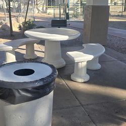 2 Concrete Picnic Tables With Benches 
