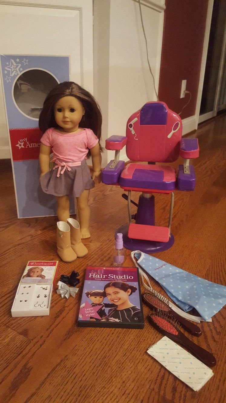 American Girl Doll - "Me Doll" , Hair Salon, & Earrings Set