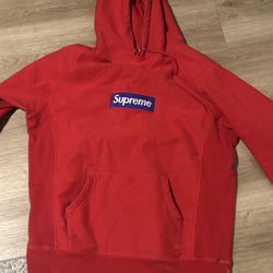 supreme hoodie with blue label 