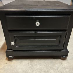 Solid Black Sturdy Wood Side Table 