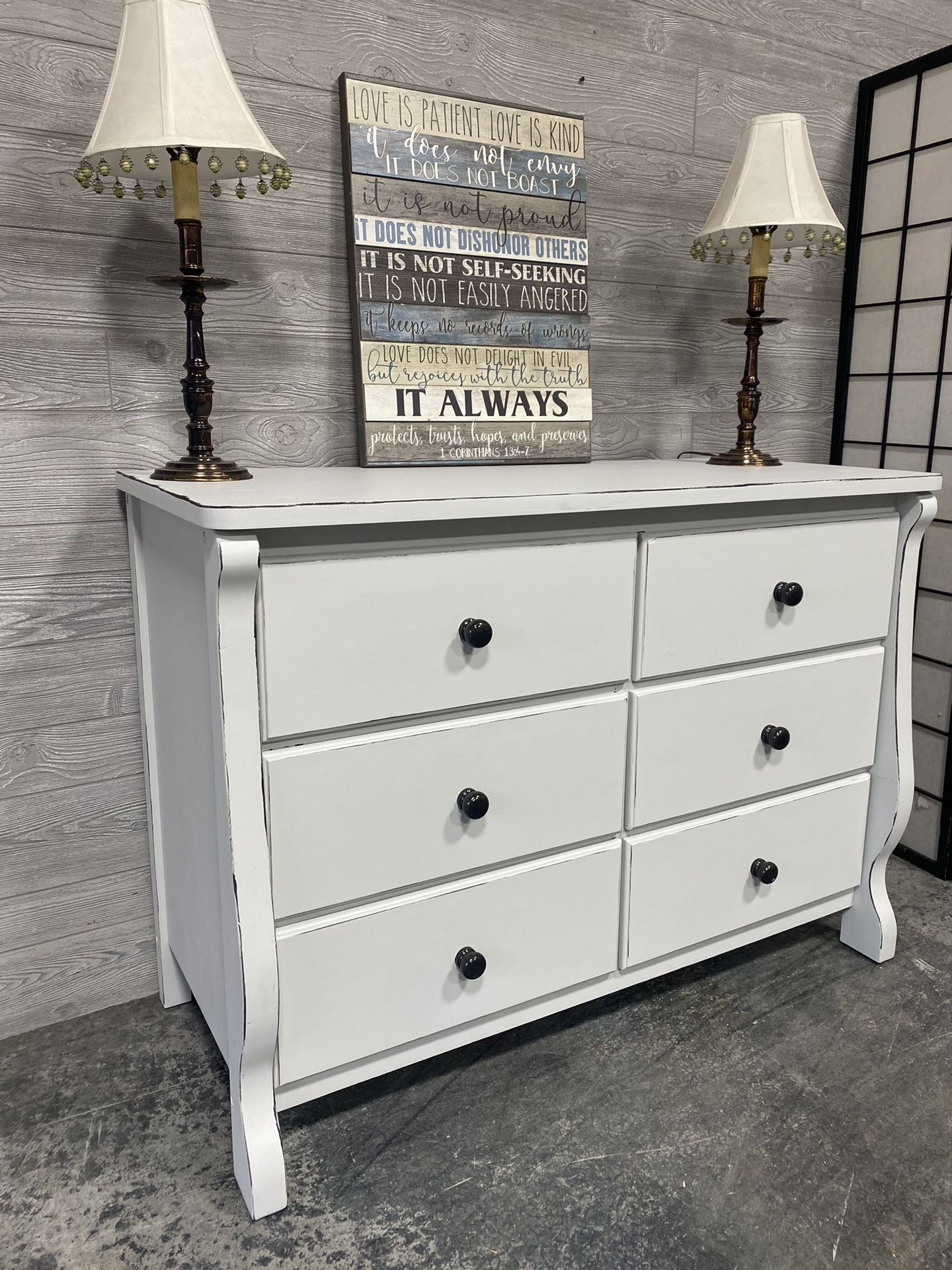 TALL farmhouse dresser/ nursery changing table with new paint/ white