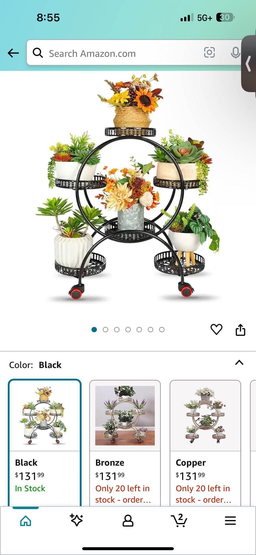 Plant Stand Indoor Outdoor 6 Tray Tall Metal Potted Holder Rack with Wheels Flower Pot Stand Multiple Plant Round Supports Rack for Planter Corner Gar