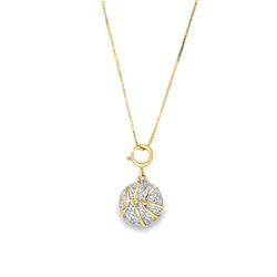 10k Yellow Gold Charm Necklace with Round Brilliant Diamond Pendant 0.15 ctw